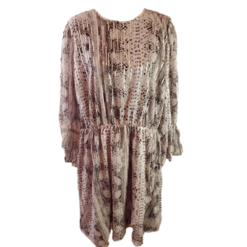 1. State 1X mystic snake elastic waist dress Keyhole back fully lined